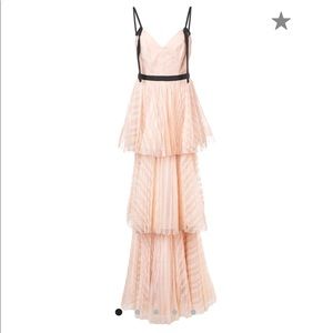 Marchesa long pink tiered dress